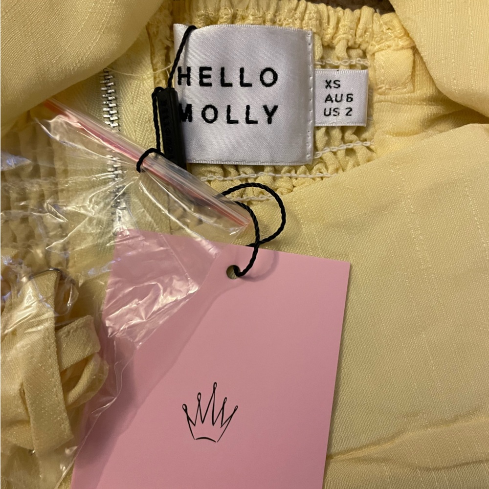 NWT XS Hello Molly yellow spring strapless dress